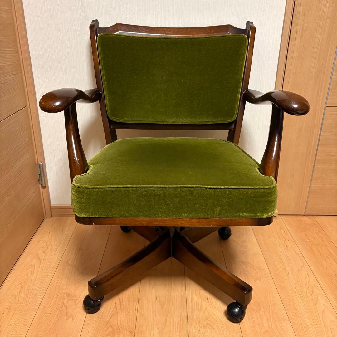 Karimoku カリモク コロニアル デスクチェア グリーン 回転椅子