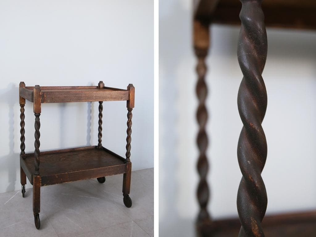 英国アンティーク木製キッチンワゴン/トロリー/サイドテーブル机(89-230)