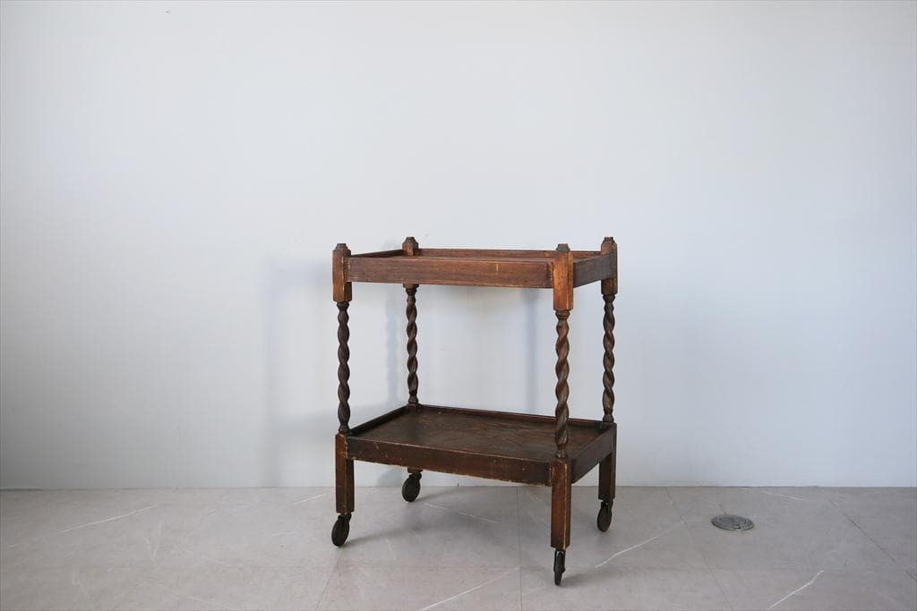 英国アンティーク木製キッチンワゴン/トロリー/サイドテーブル机(89-230)