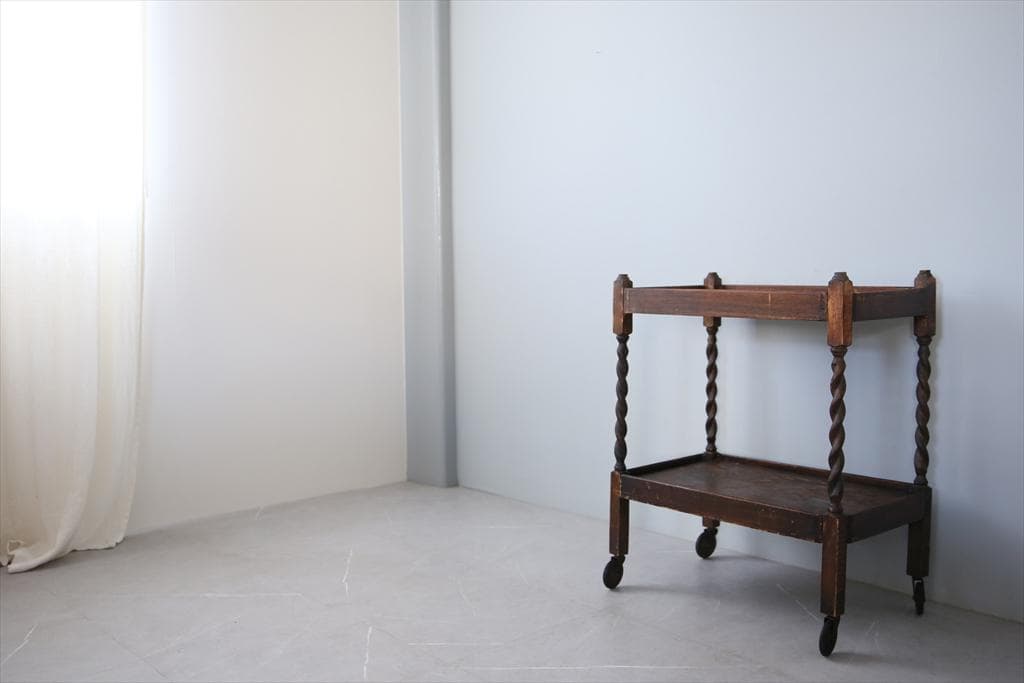 英国アンティーク木製キッチンワゴン/トロリー/サイドテーブル机(89-230)