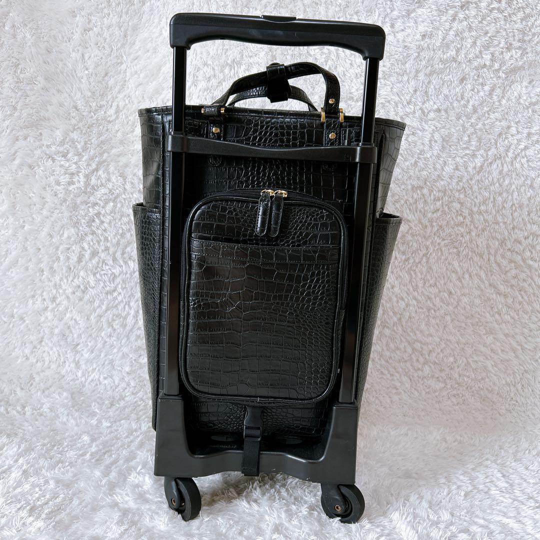 美品✨SWANY キャリーバッグ　クロコ型押し　レインカバー付き　4輪