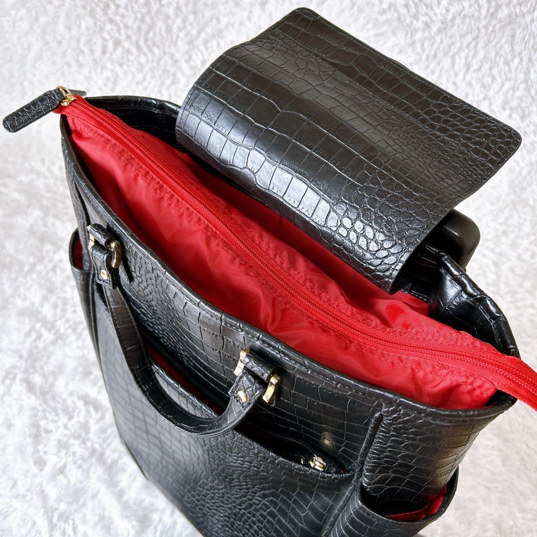 美品✨SWANY キャリーバッグ　クロコ型押し　レインカバー付き　4輪