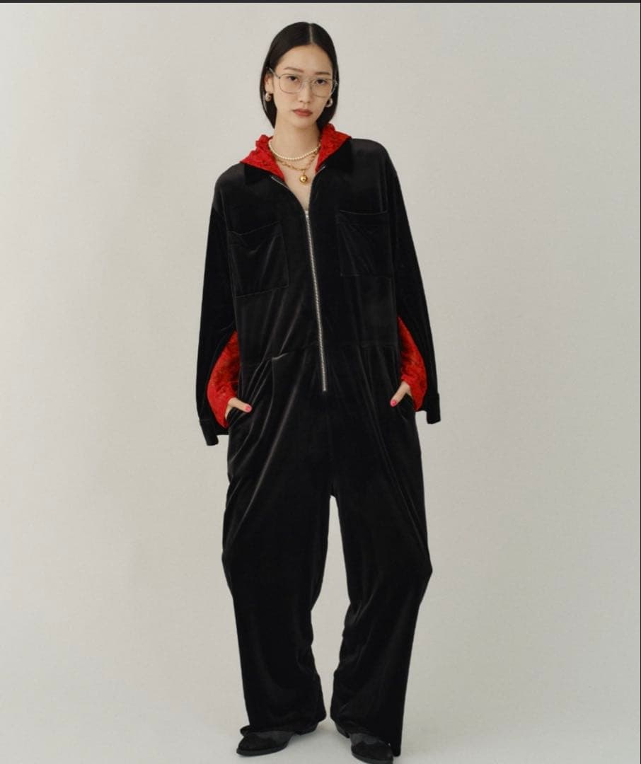 yae ヤエ オールインワン ベロア素材 ブラック 38 美品