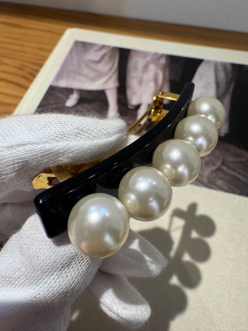 アレキサンドルドゥパリ　パール付きヘアピン 黒