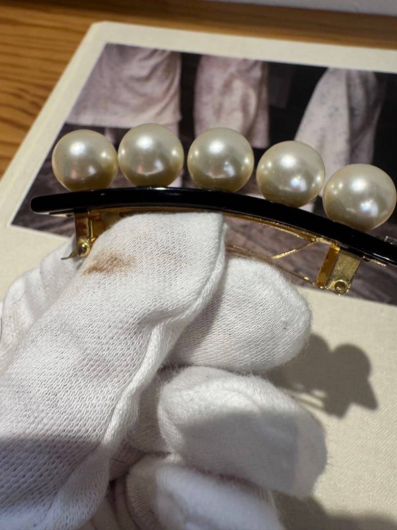 アレキサンドルドゥパリ　パール付きヘアピン 黒