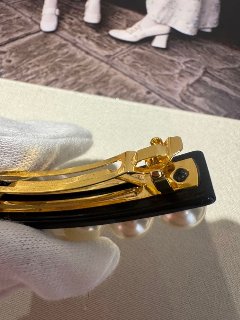 アレキサンドルドゥパリ　パール付きヘアピン 黒