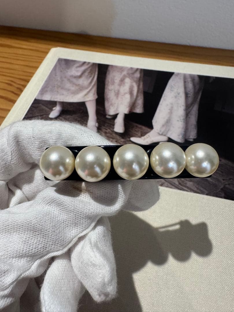 アレキサンドルドゥパリ　パール付きヘアピン 黒