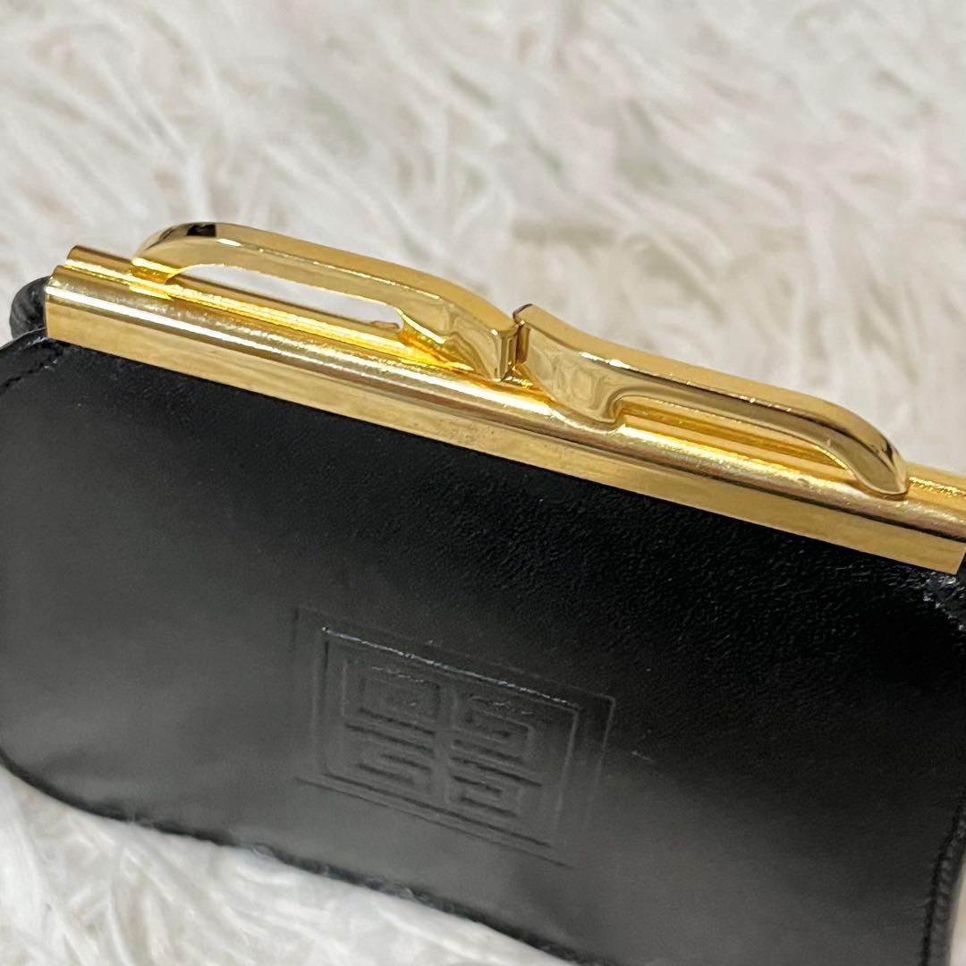 【美品】ジバンシー GIVENCHYがま口 ケース レザー小銭入れ　黒