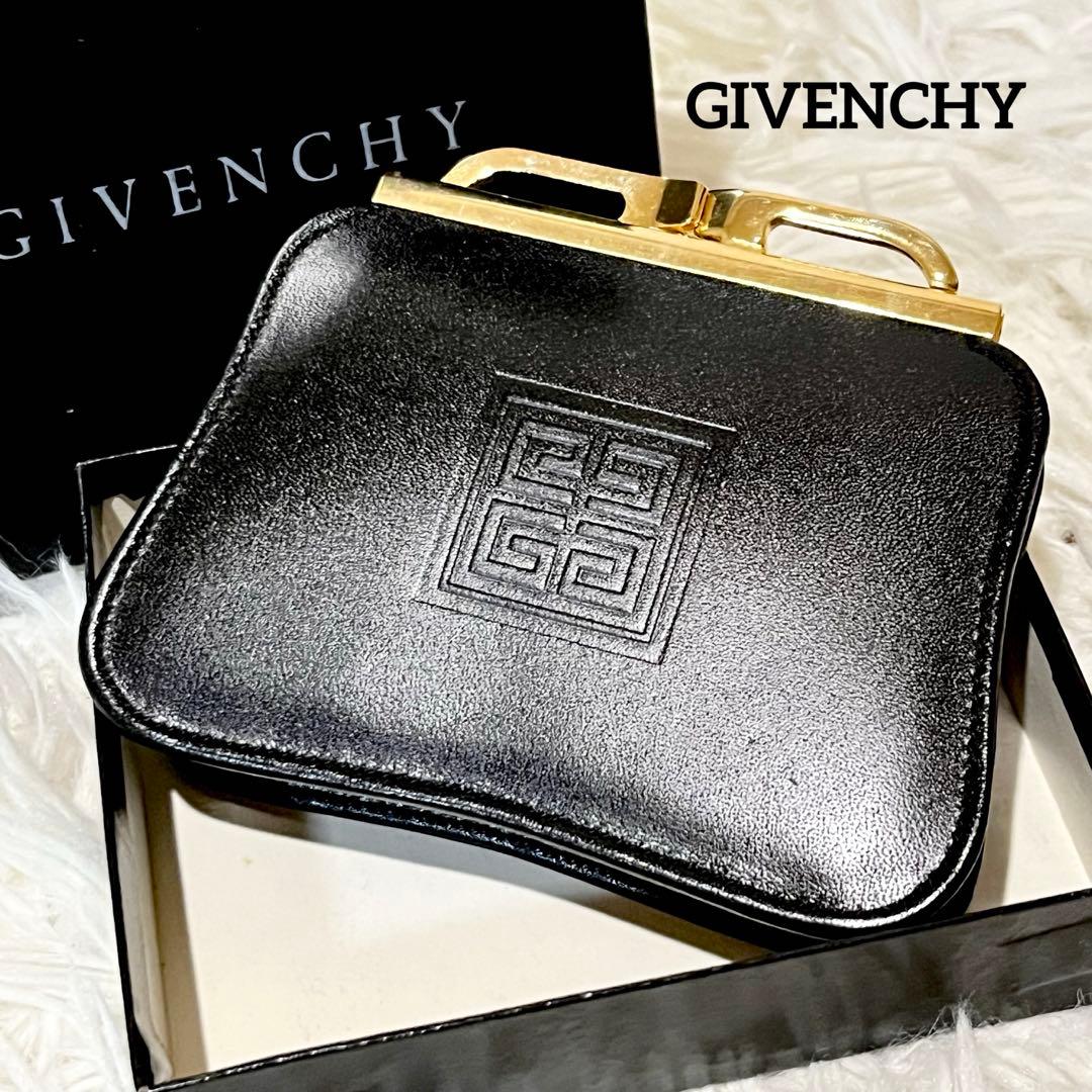 【美品】ジバンシー GIVENCHYがま口 ケース レザー小銭入れ　黒