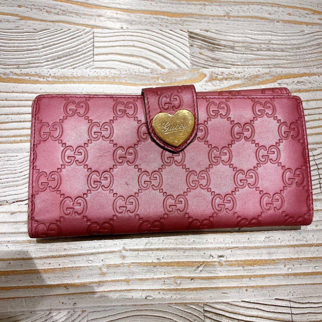 GUCCI GGパターン ピンク長財布