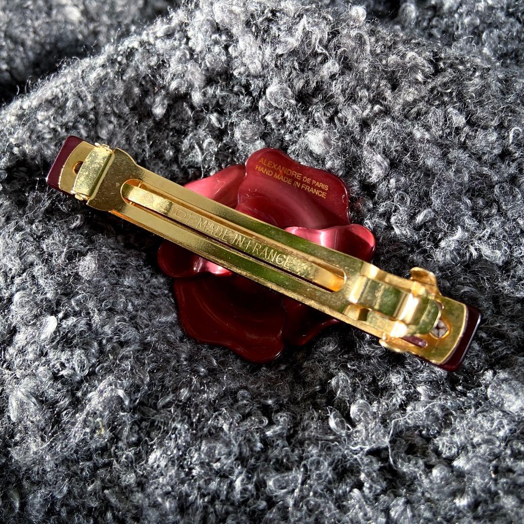 【最終価格】アレクサンドルドゥパリ バレッタ カメリア パール ボルドー 赤