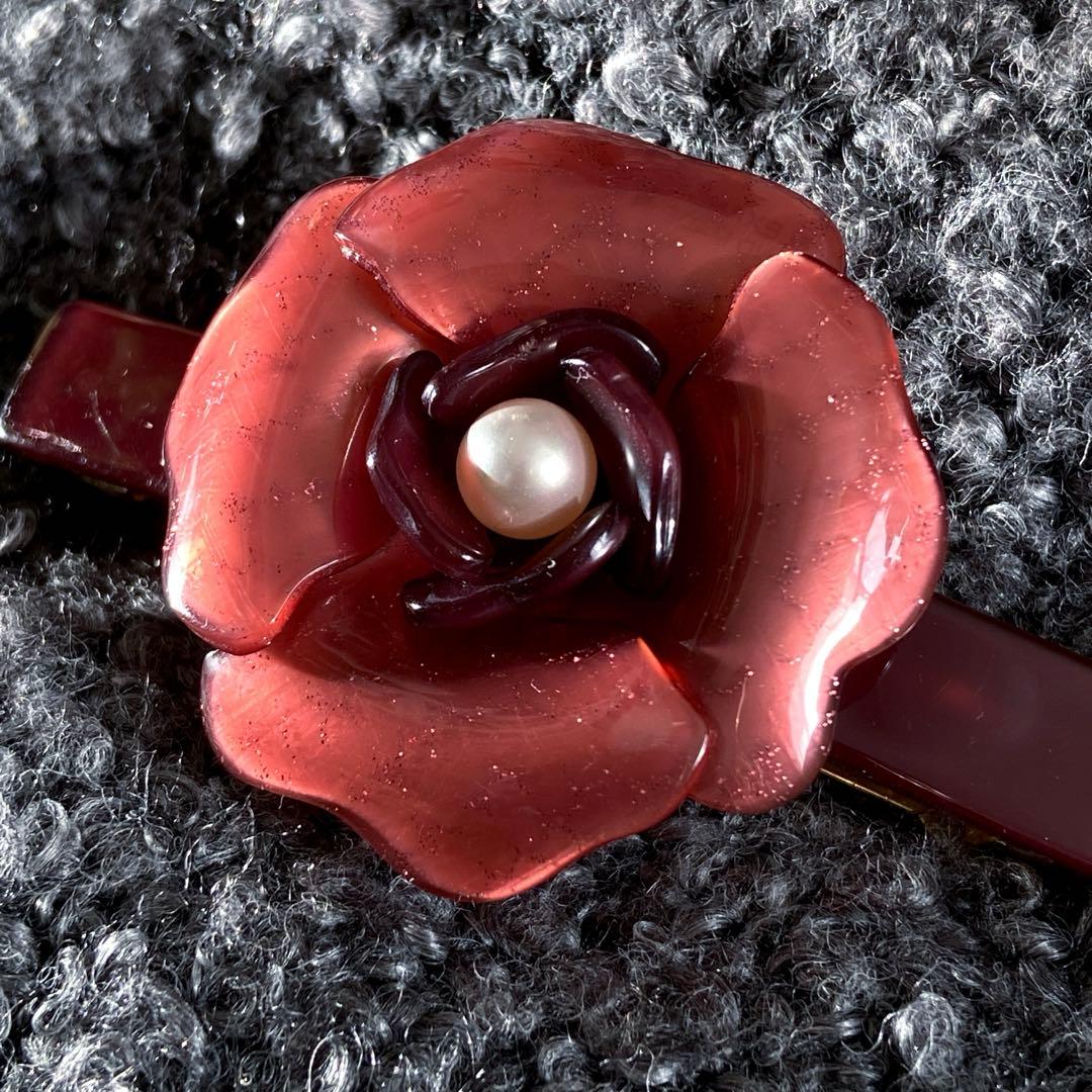 【最終価格】アレクサンドルドゥパリ バレッタ カメリア パール ボルドー 赤