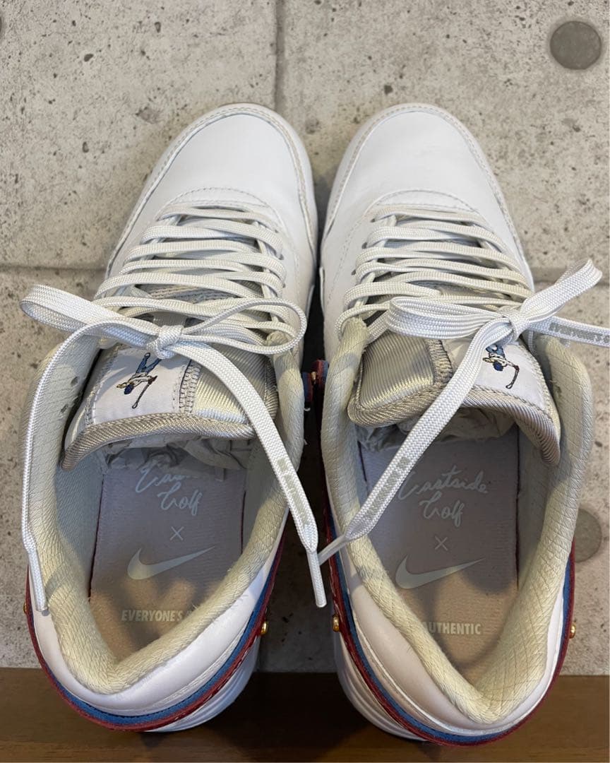 Nike Air Max 1 ホワイト/ゴールド 27cm 交換用スウッシュ付き