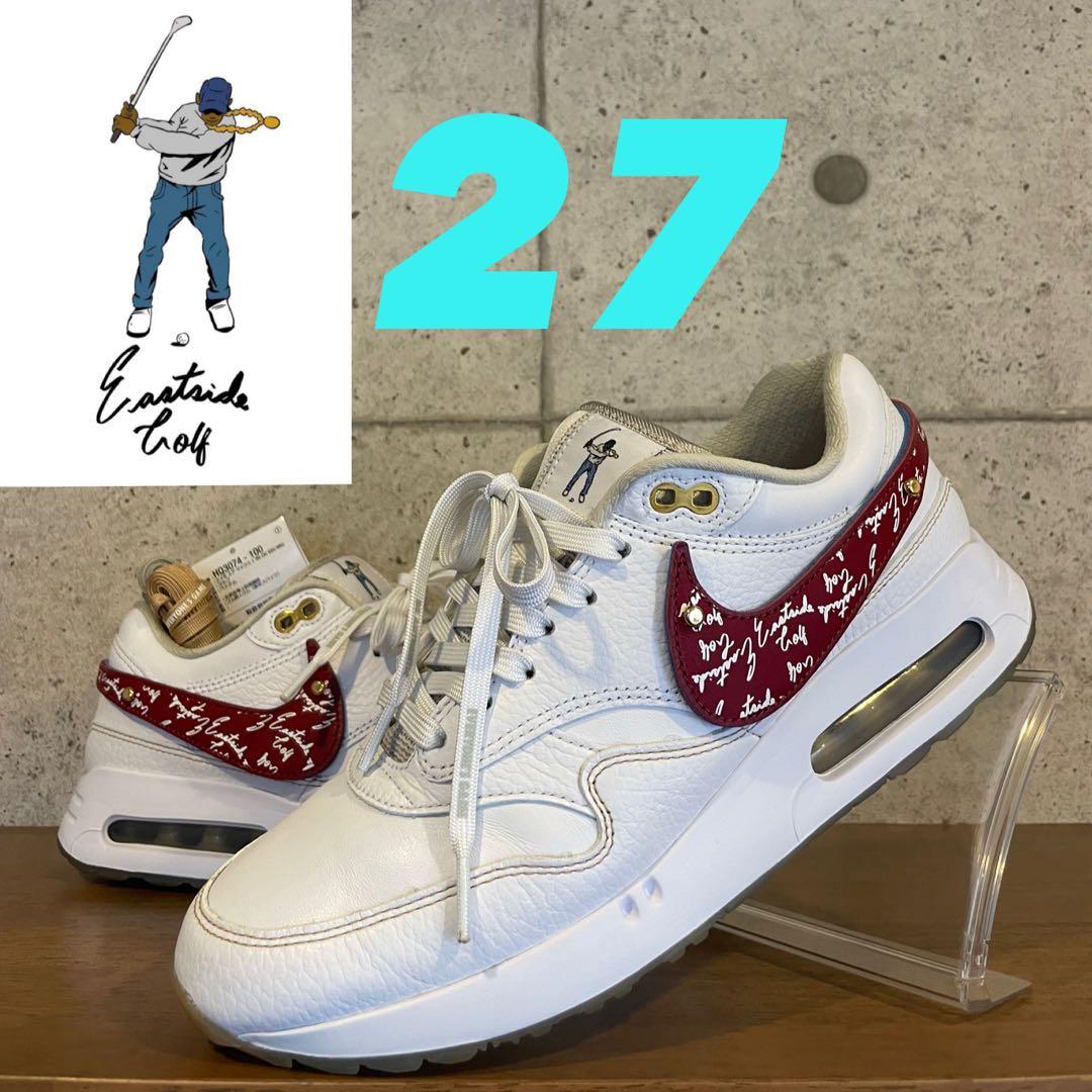 Nike Air Max 1 ホワイト/ゴールド 27cm 交換用スウッシュ付き