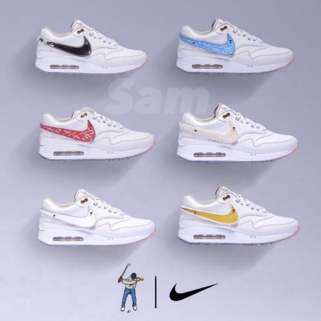 Nike Air Max 1 ホワイト/ゴールド 27cm 交換用スウッシュ付き