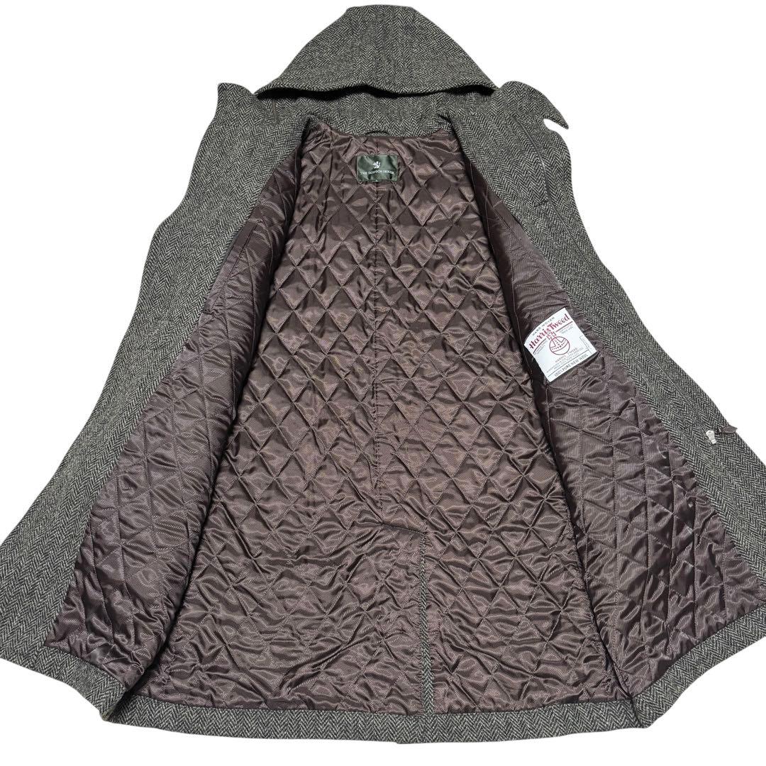 美品 スコッチハウス ハリスツイード ヘリンボーン ツイード ダッフルコート L