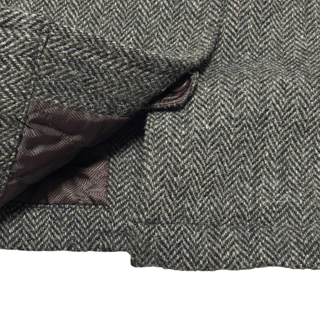 美品 スコッチハウス ハリスツイード ヘリンボーン ツイード ダッフルコート L