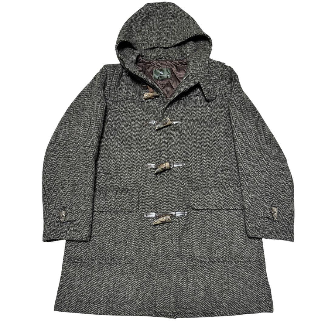 美品 スコッチハウス ハリスツイード ヘリンボーン ツイード ダッフルコート L