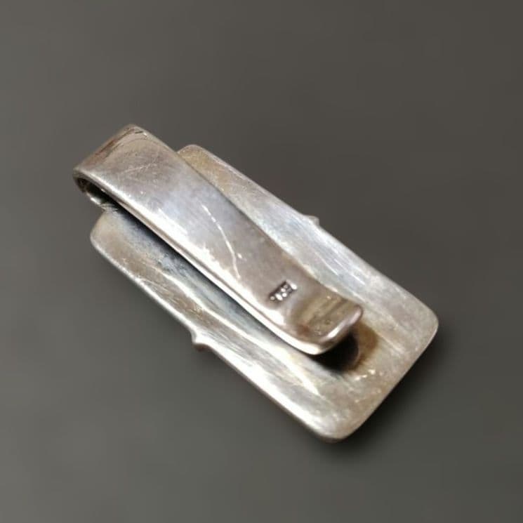 【ヴィンテージ】シルバー925 マネークリップ フローラルクロス 19g燻加工