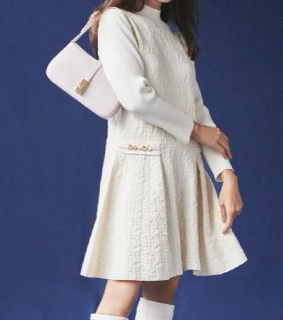 セルフォード CELFORD ロゴふくれジャガードニットワンピース 38