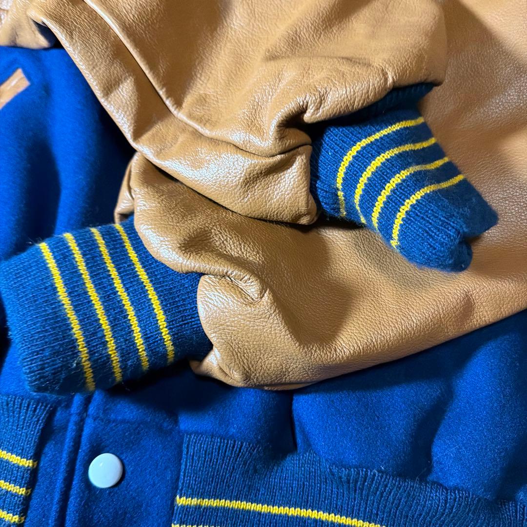 DeLONG スタジアムジャケット ウール 袖レザー スタジャン 本革