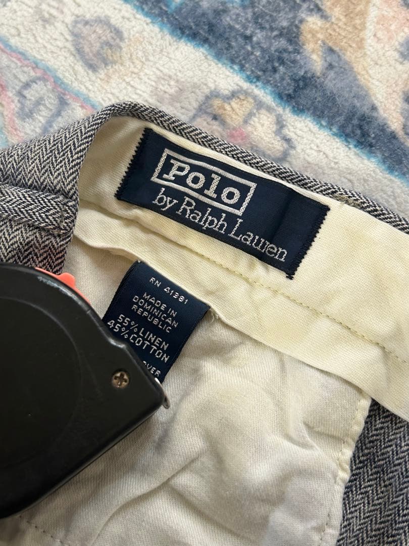 90s Ralph Lauren 極太 リネン ヘリンボーン スラックス