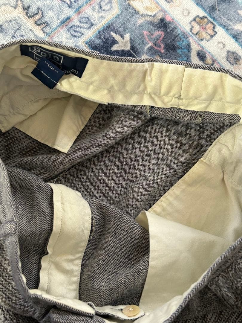 90s Ralph Lauren 極太 リネン ヘリンボーン スラックス