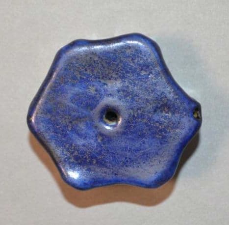 『李朝瑠璃釉亀甲形水滴』 藍釉　古陶磁器　李氏朝鮮　硯滴　水注　古美術
