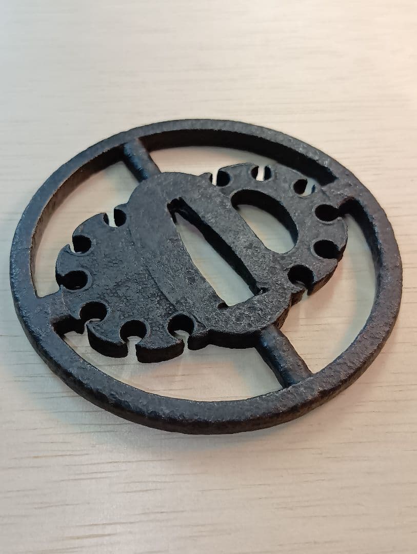 鍔　雪輪竹透かし鍔　正阿弥　鑑定書有り