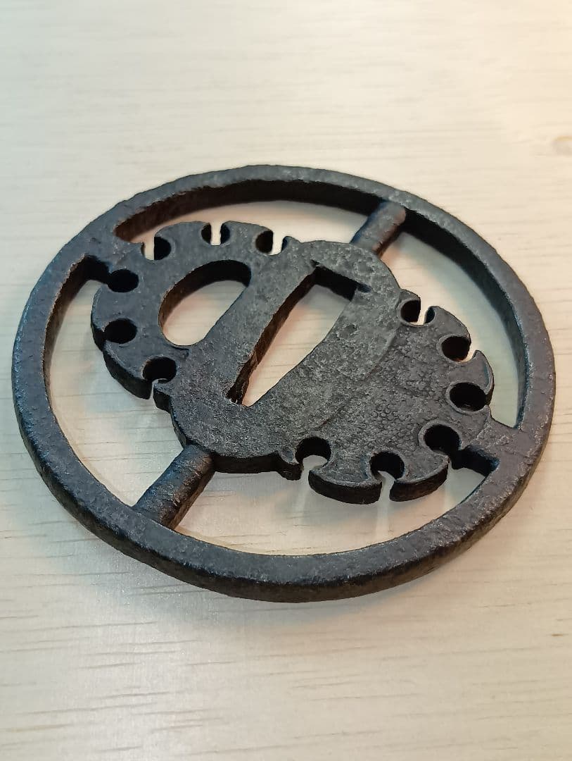 鍔　雪輪竹透かし鍔　正阿弥　鑑定書有り