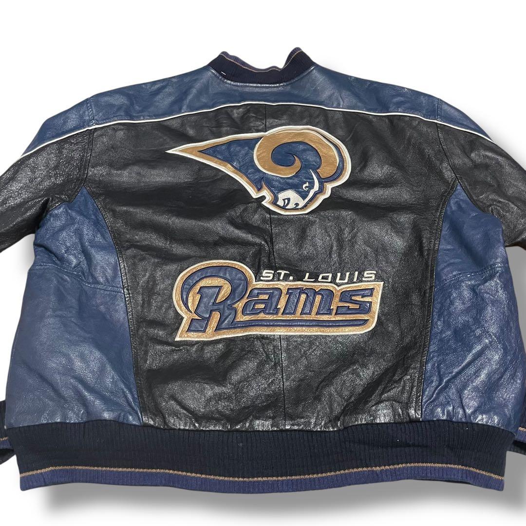 希少 90s NFL ラムズ ST.LOUIS RAMS レザースタジャン XL