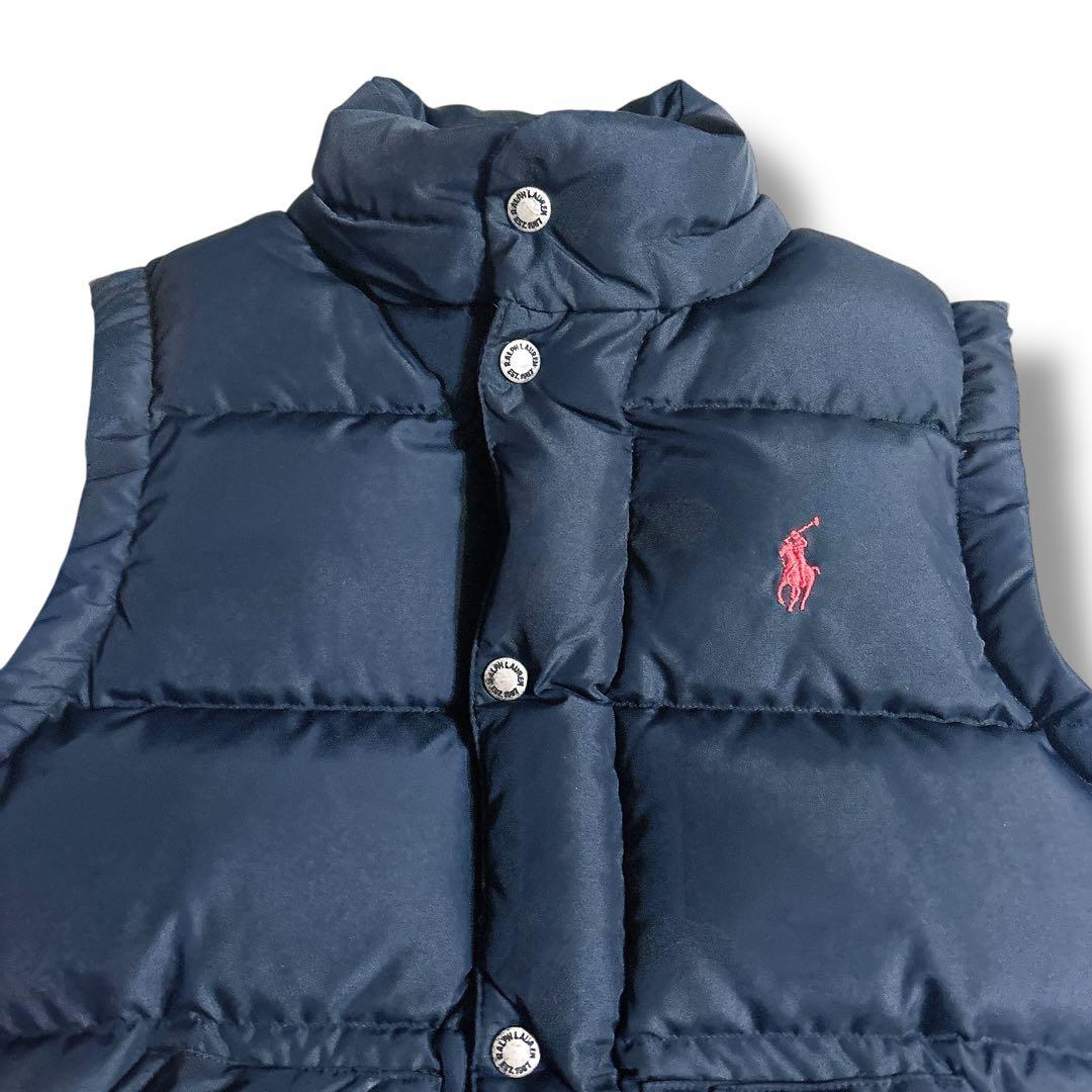 未使用級 POLO RALPH LAUREN ダウンベスト ブラック 刺繍 赤