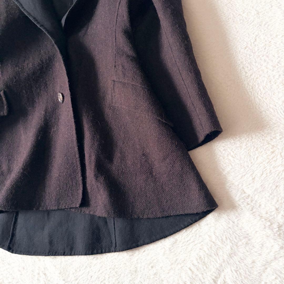 6268 希少✨ イッセイミヤケ フーデッドコート 女優襟 バイカラー L