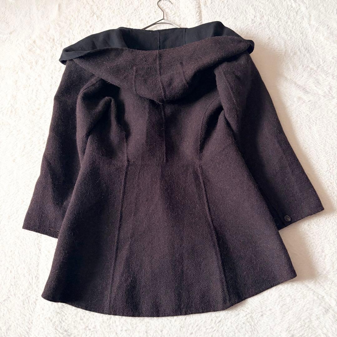 6268 希少✨ イッセイミヤケ フーデッドコート 女優襟 バイカラー L