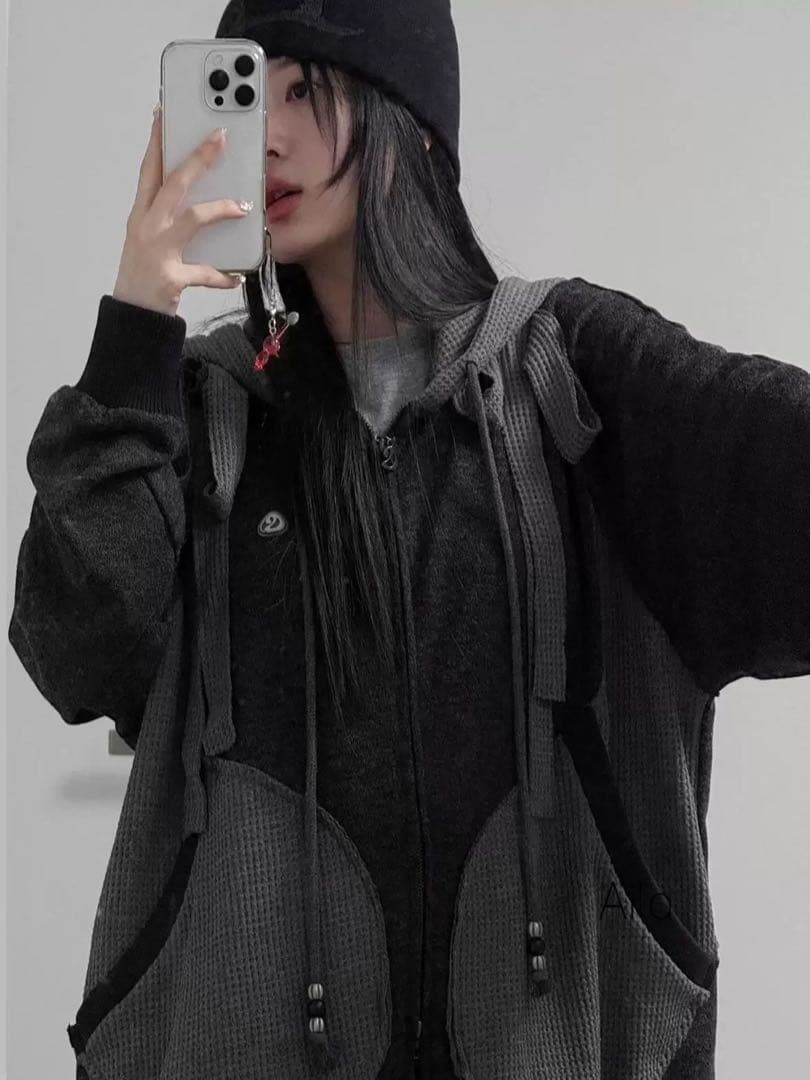 【新品未使用】COYSEIO フードパーカー ダークグレー チャコール　/f5