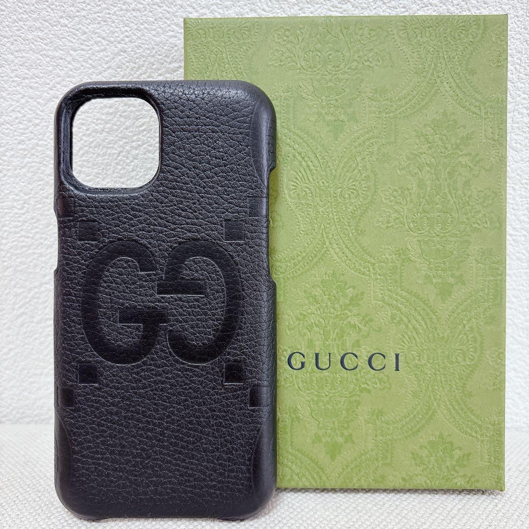 iPhone15ケース　GUCCI 新品　GGレザー　スマホケース