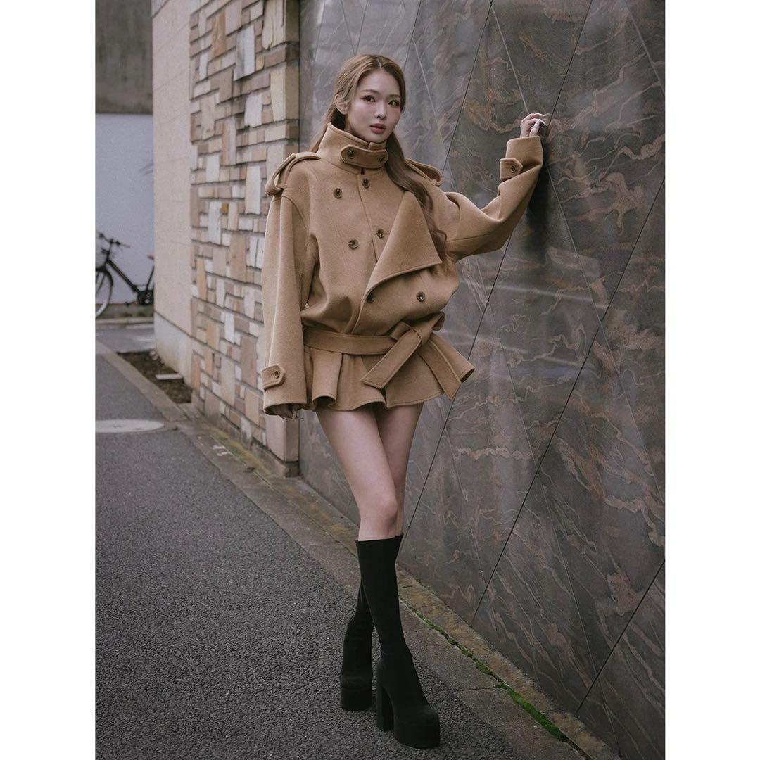 新品タグ付 ダーリッチ ドロップショルダージャケットコート FL キャメル