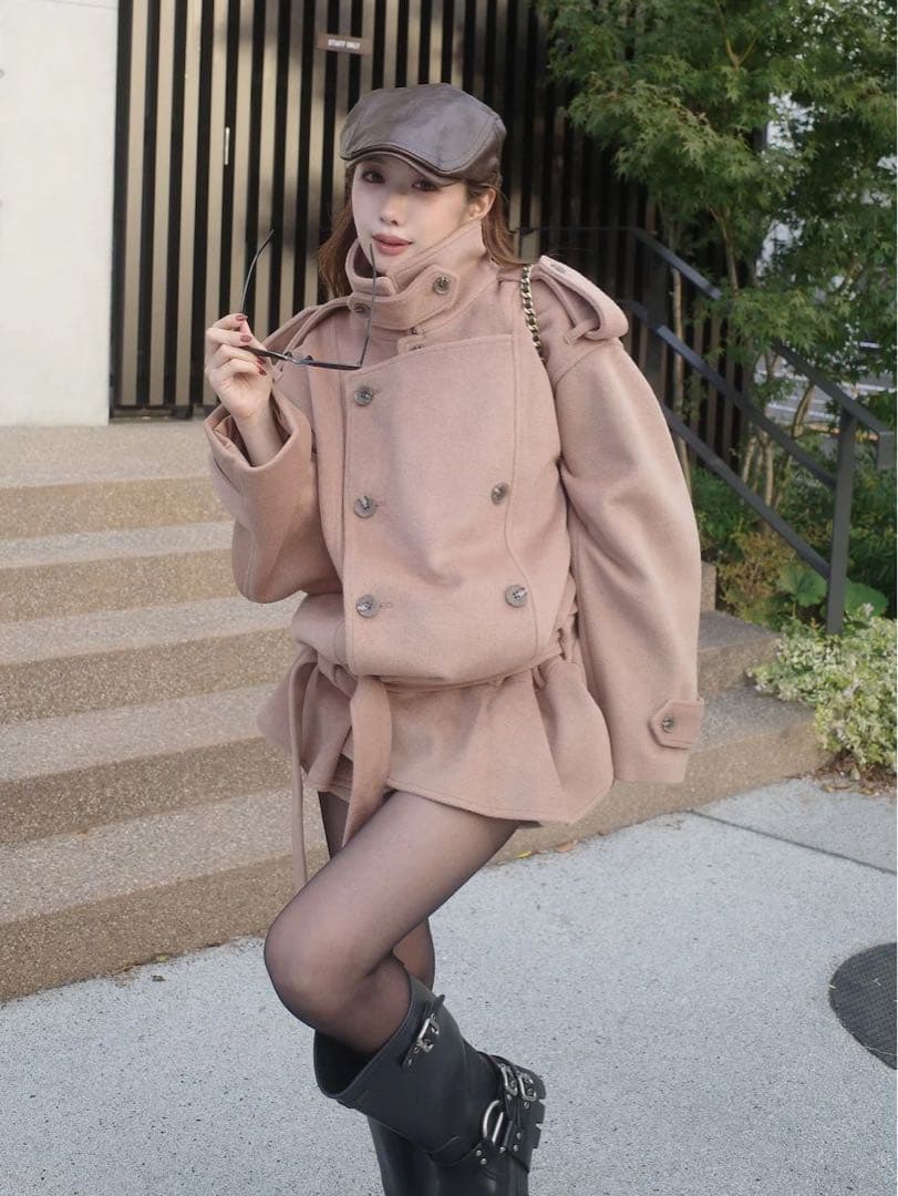 新品タグ付 ダーリッチ ドロップショルダージャケットコート FL キャメル