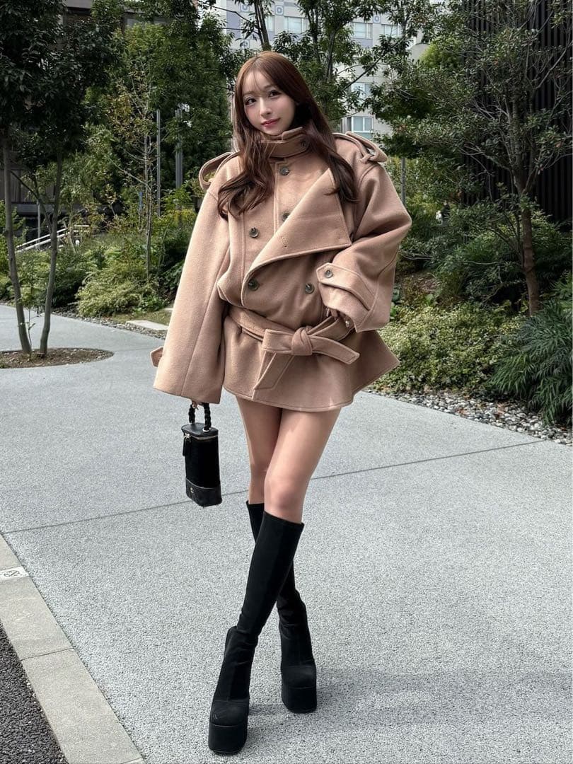 新品タグ付 ダーリッチ ドロップショルダージャケットコート FL キャメル