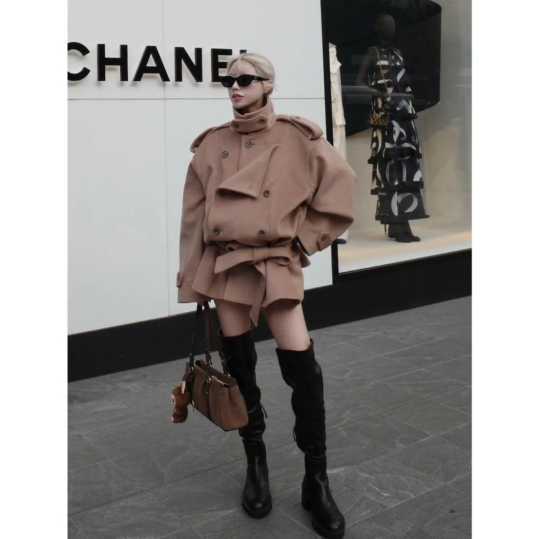 新品タグ付 ダーリッチ ドロップショルダージャケットコート FL キャメル