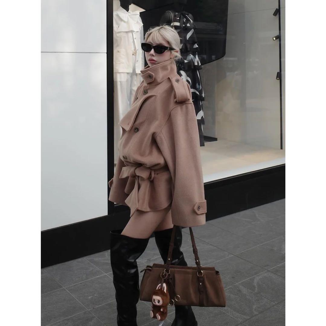 新品タグ付 ダーリッチ ドロップショルダージャケットコート FL キャメル