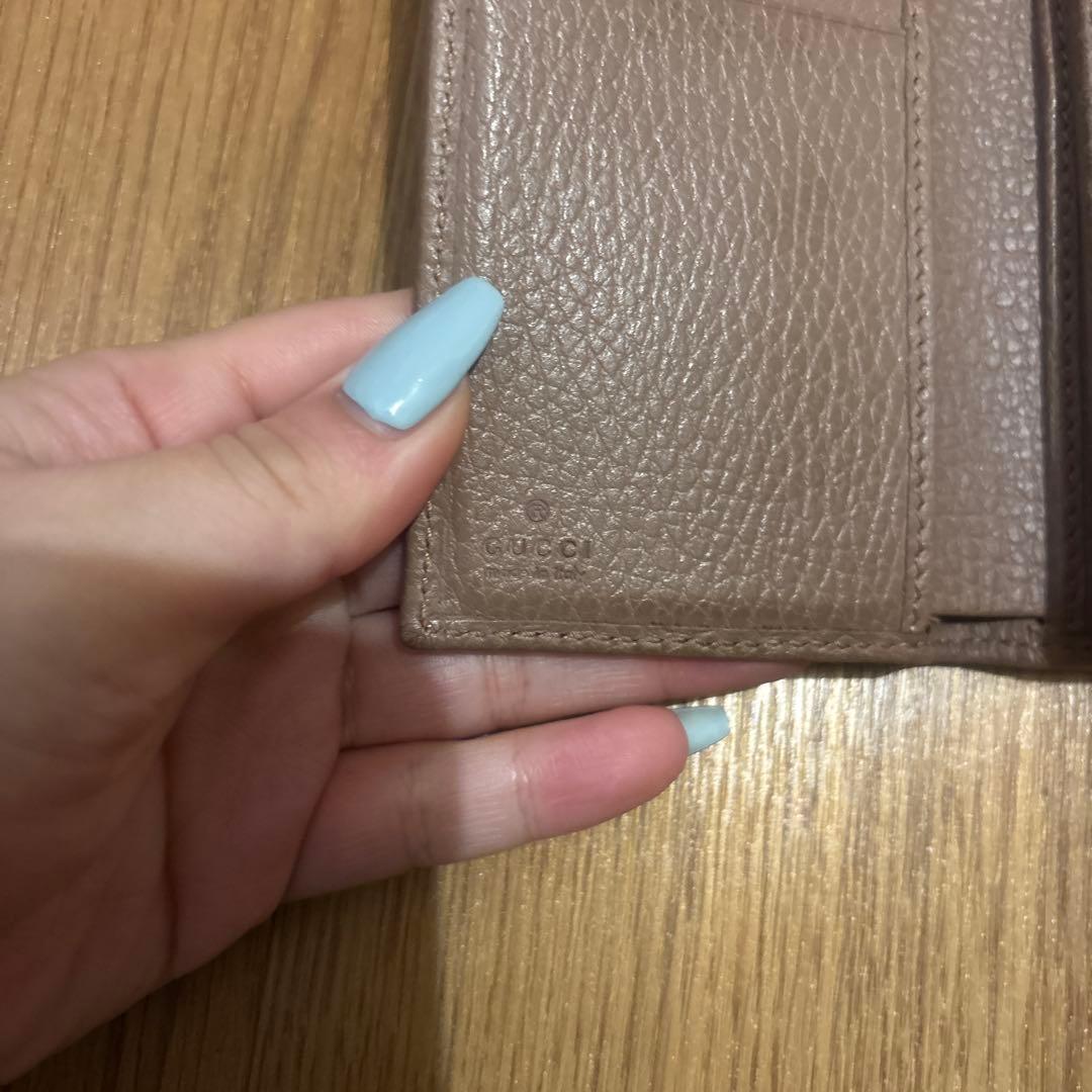 GUCCI GGマーモント 三つ折り財布　ピンクベージュ