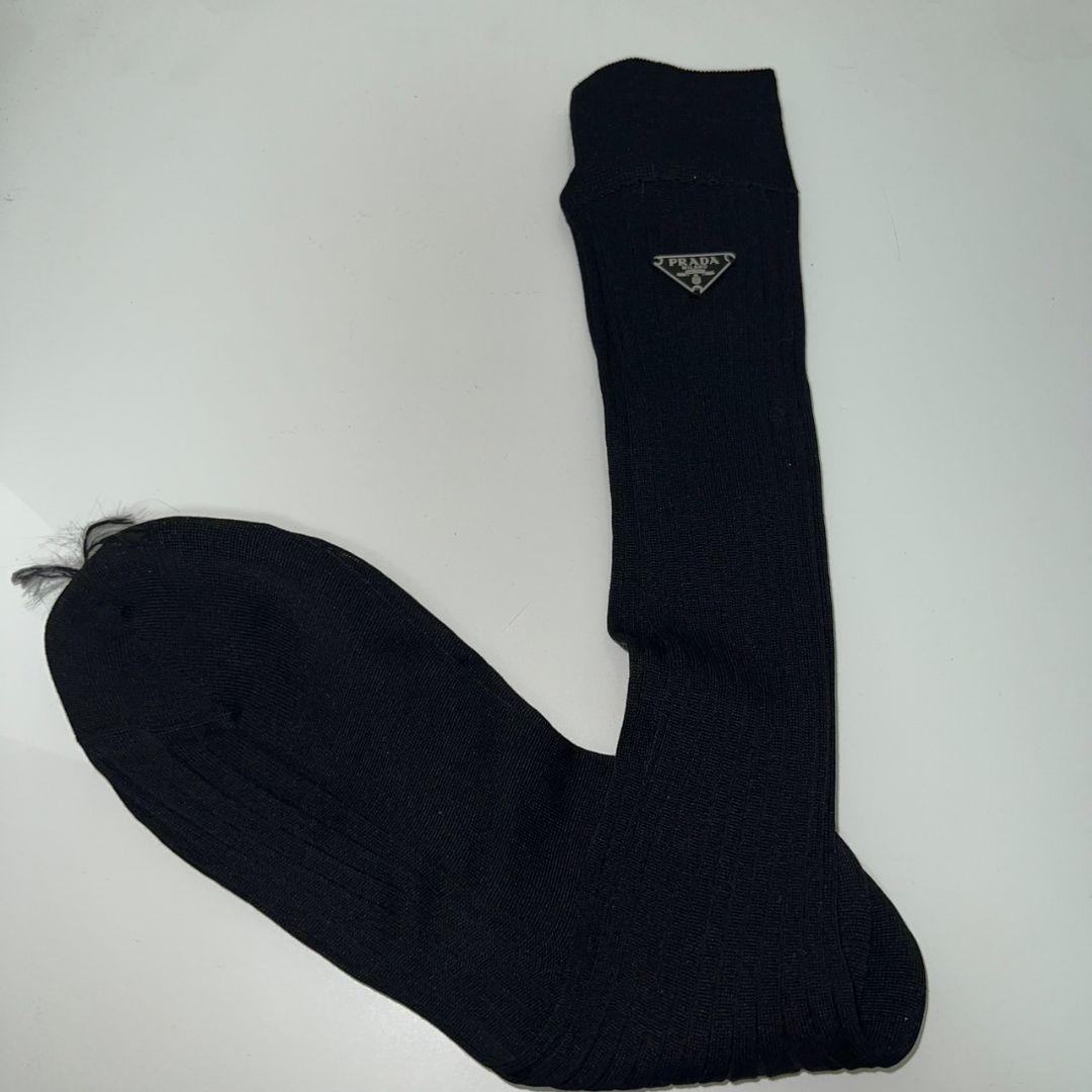 値下げ！PRADA スーパーファインコットン ロングソックス Sサイズ ネロ