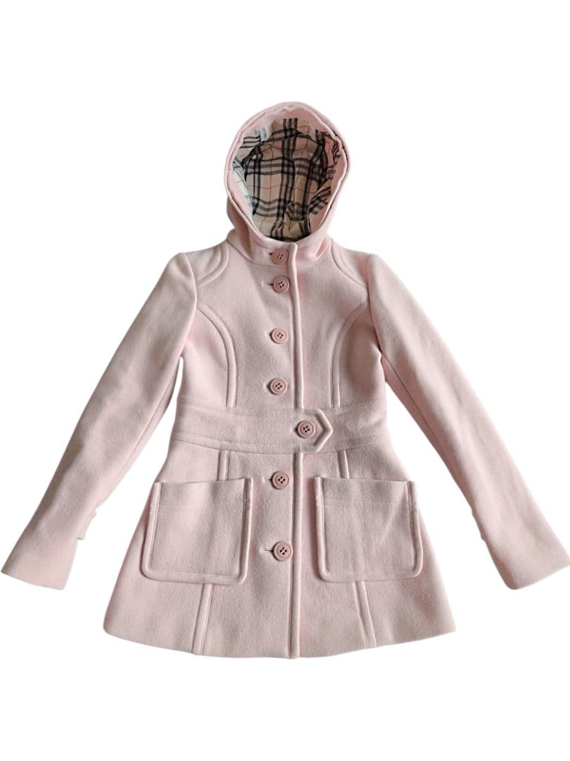 【希少ピンク✨】バーバリーブルーレーベル カシミヤ混2wayフードコート36 Ｓ