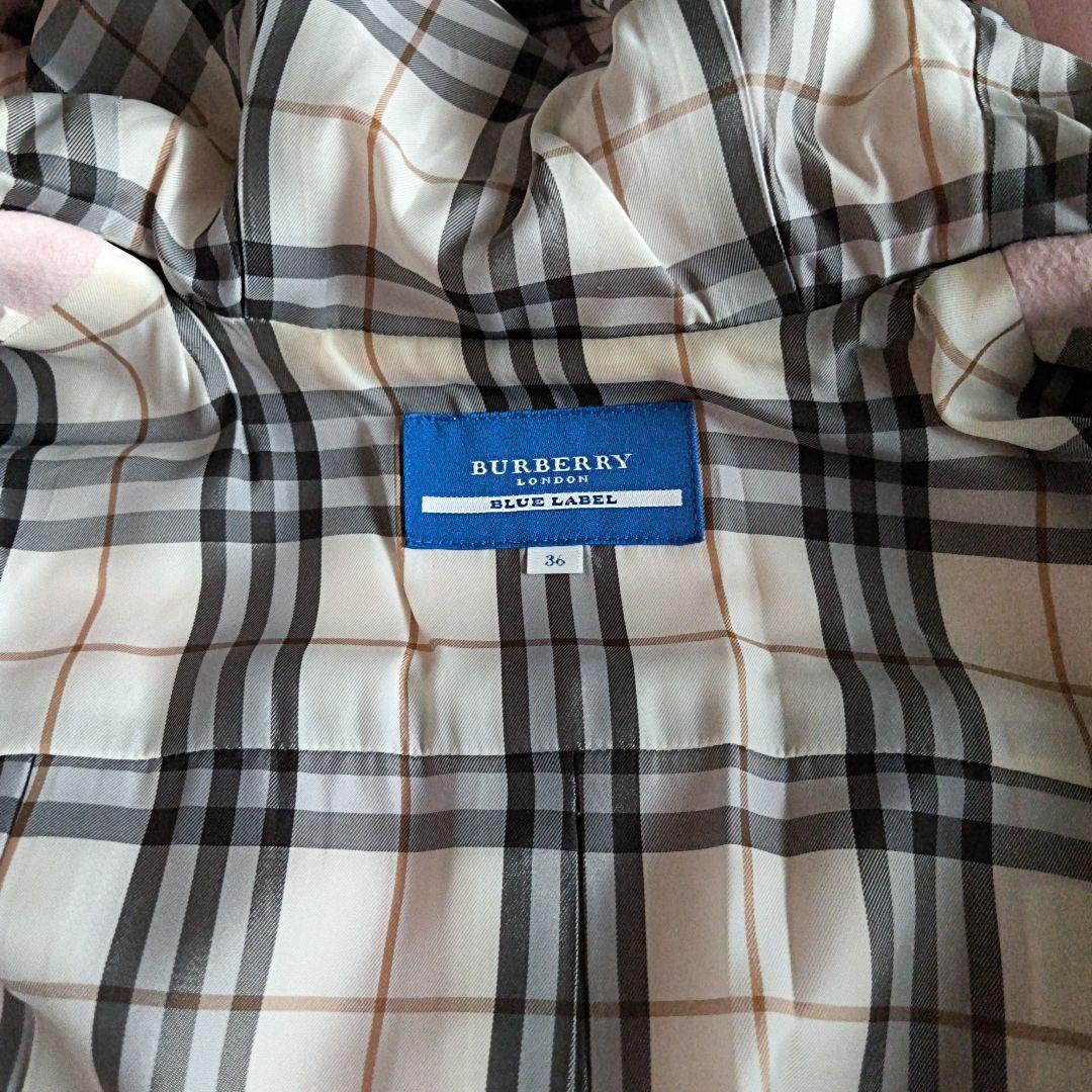 【希少ピンク✨】バーバリーブルーレーベル カシミヤ混2wayフードコート36 Ｓ