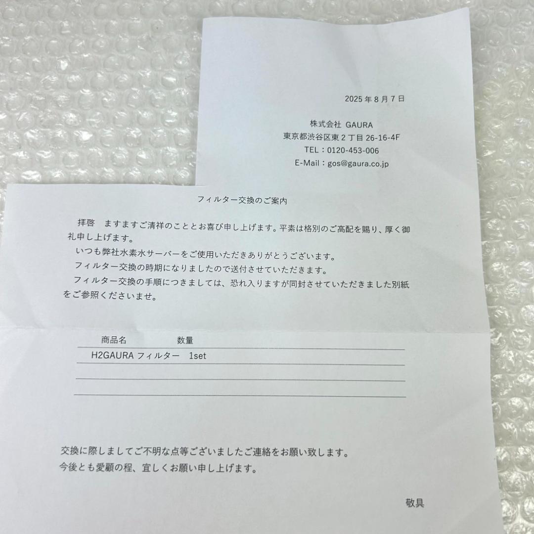 水素水サーバー交換用フィルターセット　H2 GAURA Filter　2本セット