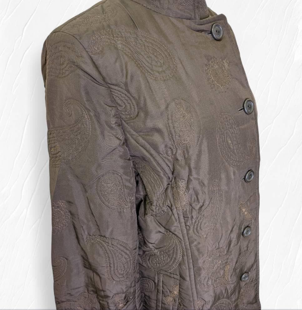 LEONARD レオナール コート ブラウン 裏地プリント花柄 13ARサイズ