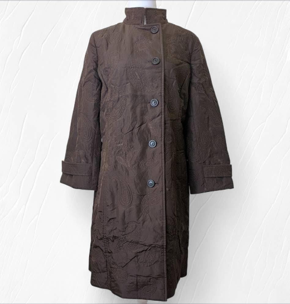 LEONARD レオナール コート ブラウン 裏地プリント花柄 13ARサイズ