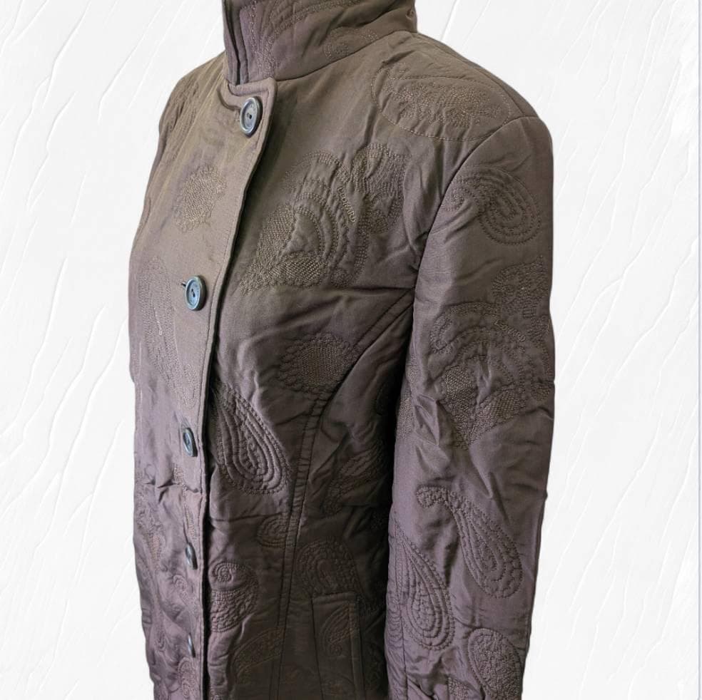 LEONARD レオナール コート ブラウン 裏地プリント花柄 13ARサイズ