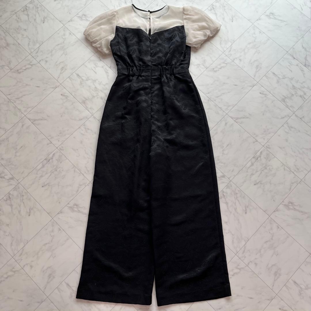 美品✨kana チュール パフスリーブ ワイドパンツオールインワン ブラック　S
